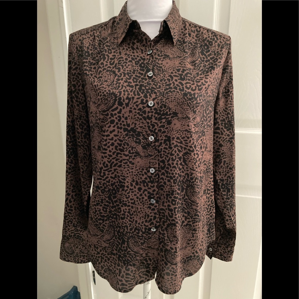 Ann Taylor Animal Print Long Sleeve Blouse - Size 4